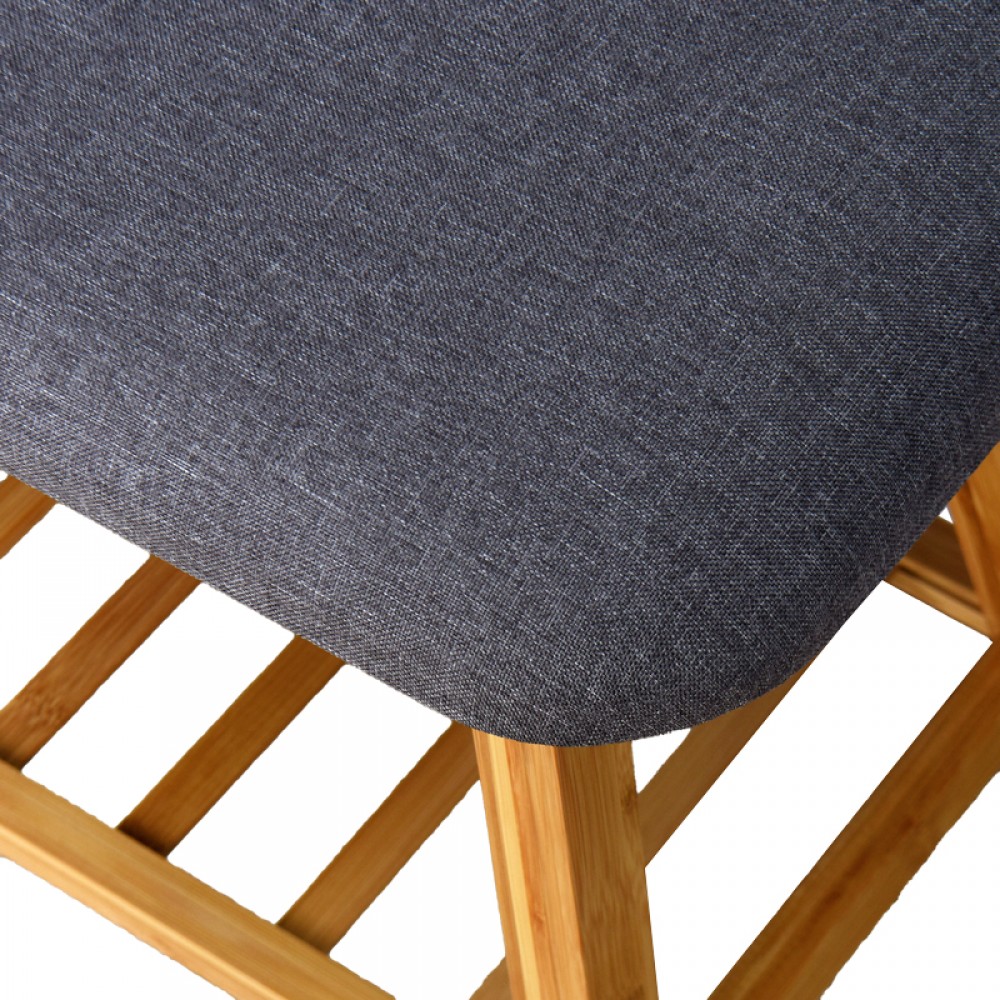 Παπουτσοθήκη-Σκαμπό 4 ζευγών "ZERMA"  από μπαμπού/ύφασμα σε φυσικό/γκρι 100x30.5x44