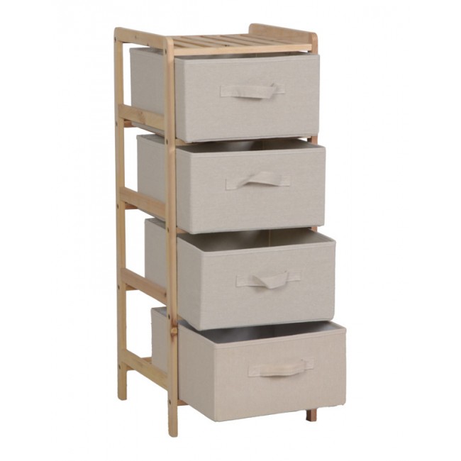 Συρταριέρα "WOLEN" από ξύλο ελάτου/ύφασμα σε χρώμα φυσικό/μπεζ  34.5x36.5x86