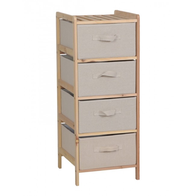 Συρταριέρα "WOLEN" από ξύλο ελάτου/ύφασμα σε χρώμα φυσικό/μπεζ  34.5x36.5x86