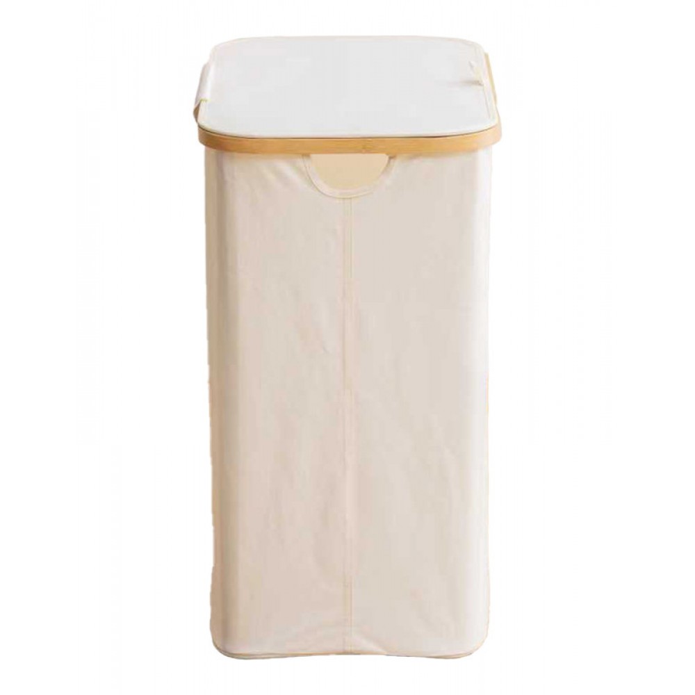 Καλάθι απλύτων "LODGE" από μπαμπού/ύφασμα σε μπεζ  54x33x60