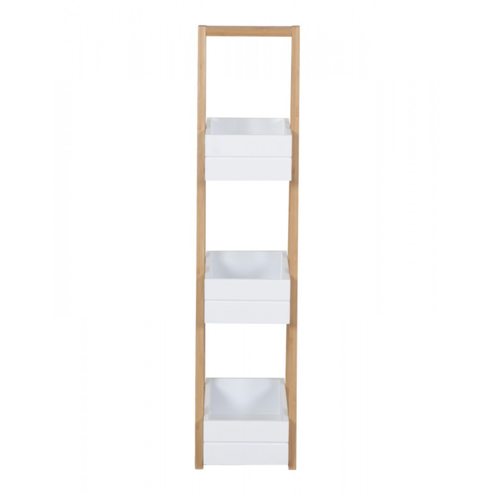 Ραφιέρα δαπέδου "TERCY" από μπαμπού σε λευκό-φυσικό  30x18x80