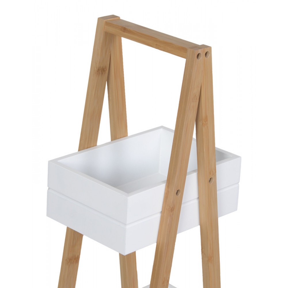 Ραφιέρα δαπέδου "TERCY" από μπαμπού σε λευκό-φυσικό  30x18x80