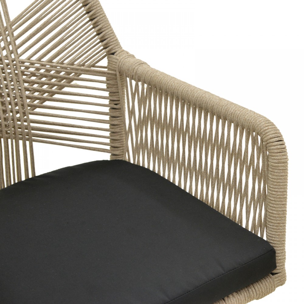 Πολυθρόνα "ANDROS" από αλουμίνιο/σχοινι σε μαύρο/μπεζ 56x60x86
