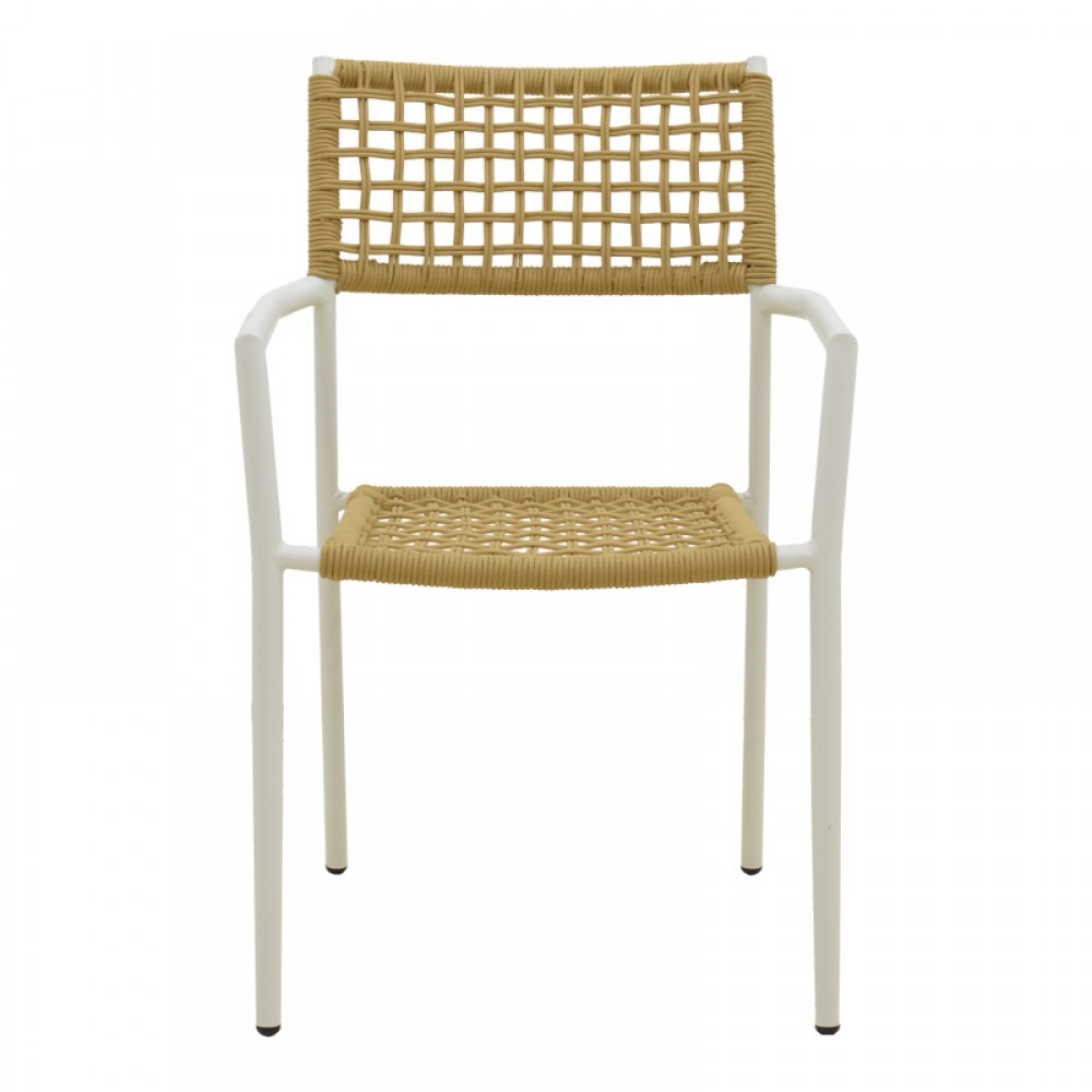 Πολυθρόνα "CASTAL"από  μέταλλο/σχοινί σε χρώμα λευκό/φυσικό 53x59x84