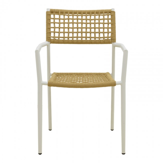 Πολυθρόνα "CASTAL"από  μέταλλο/σχοινί σε χρώμα λευκό/φυσικό 53x59x84