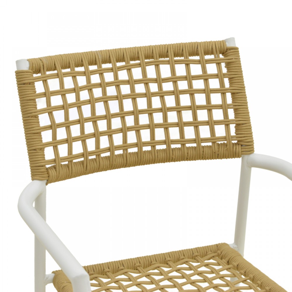 Πολυθρόνα "CASTAL"από  μέταλλο/σχοινί σε χρώμα λευκό/φυσικό 53x59x84