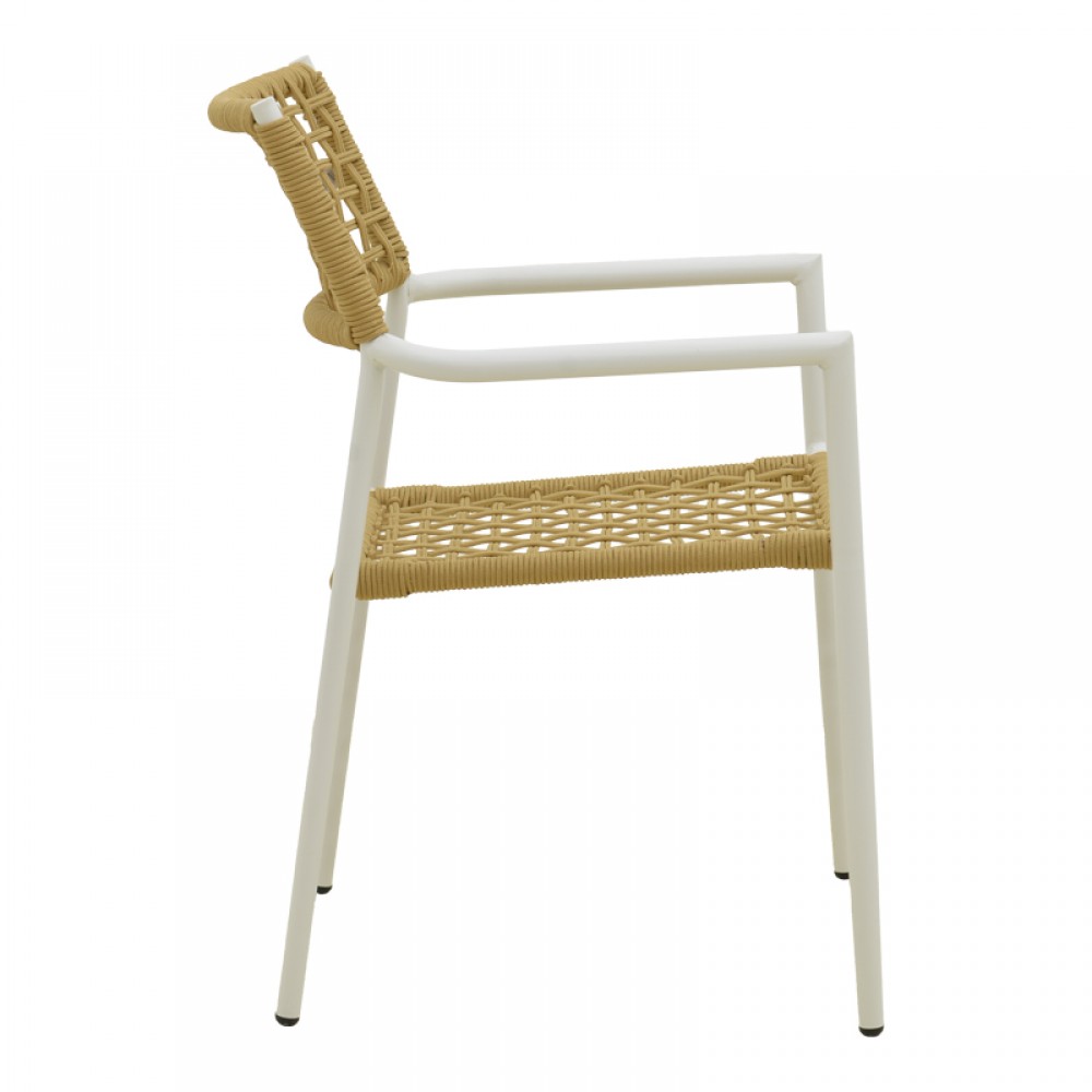 Πολυθρόνα "CASTAL"από  μέταλλο/σχοινί σε χρώμα λευκό/φυσικό 53x59x84