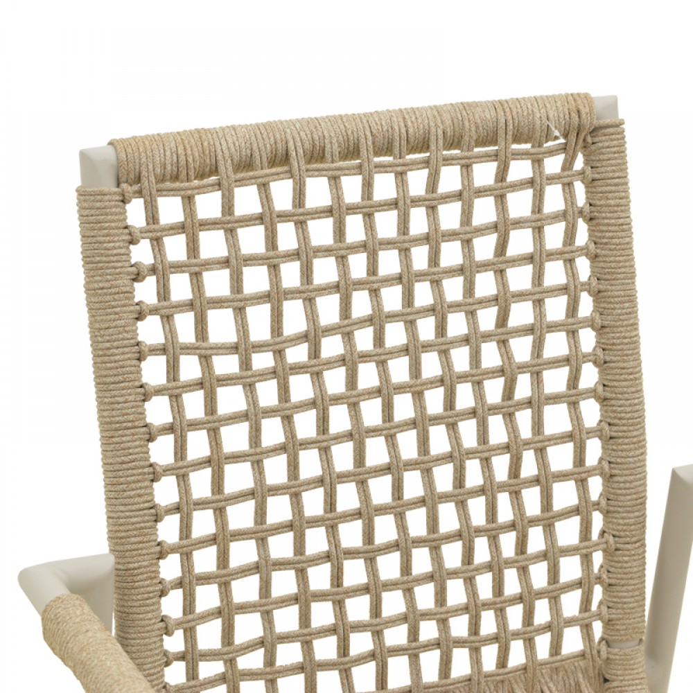 Πολυθρόνα "Esence" από αλουμίνιο/σχοινί σε χρώμα λευκό/μπεζ  56x61,5x87,5