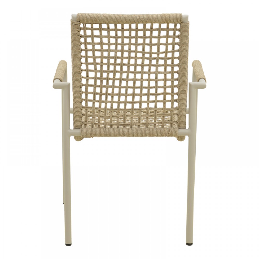Πολυθρόνα "Esence" από αλουμίνιο/σχοινί σε χρώμα λευκό/μπεζ  56x61,5x87,5