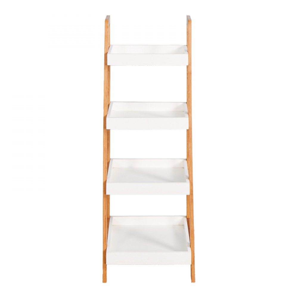 Ραφιέρα δαπέδου "Leby" από  μπαμπού σε χρώμα λευκό 35x34x98