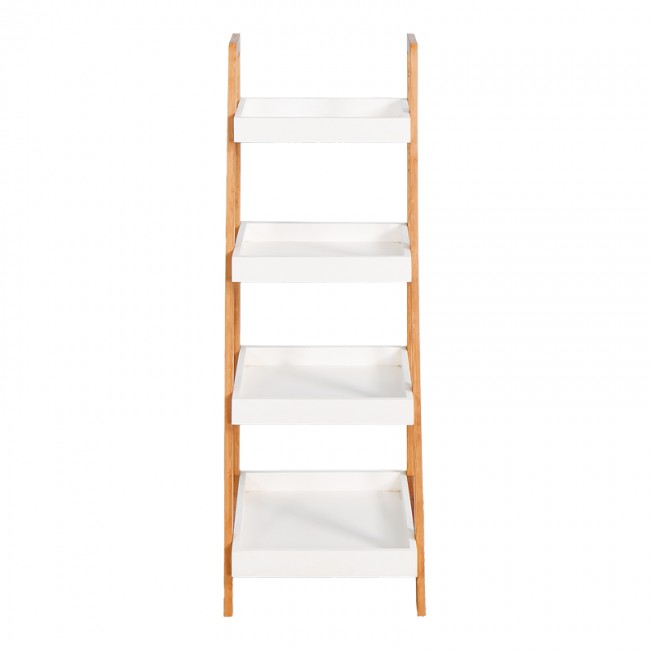 Ραφιέρα δαπέδου "Leby" από  μπαμπού σε χρώμα λευκό 35x34x98