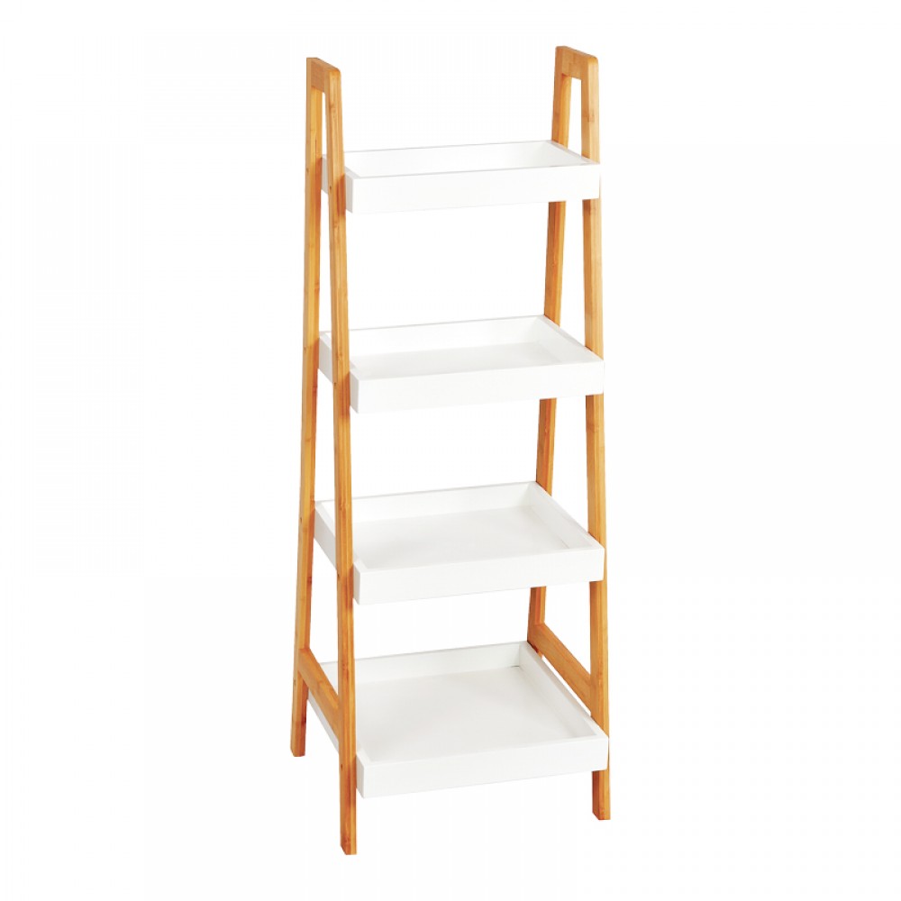 Ραφιέρα δαπέδου "Leby" από  μπαμπού σε χρώμα λευκό 35x34x98