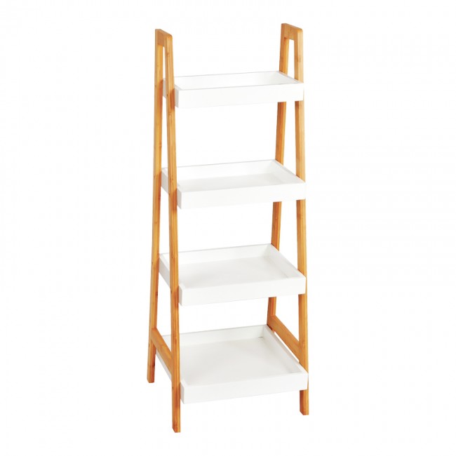 Ραφιέρα δαπέδου "Leby" από  μπαμπού σε χρώμα λευκό 35x34x98