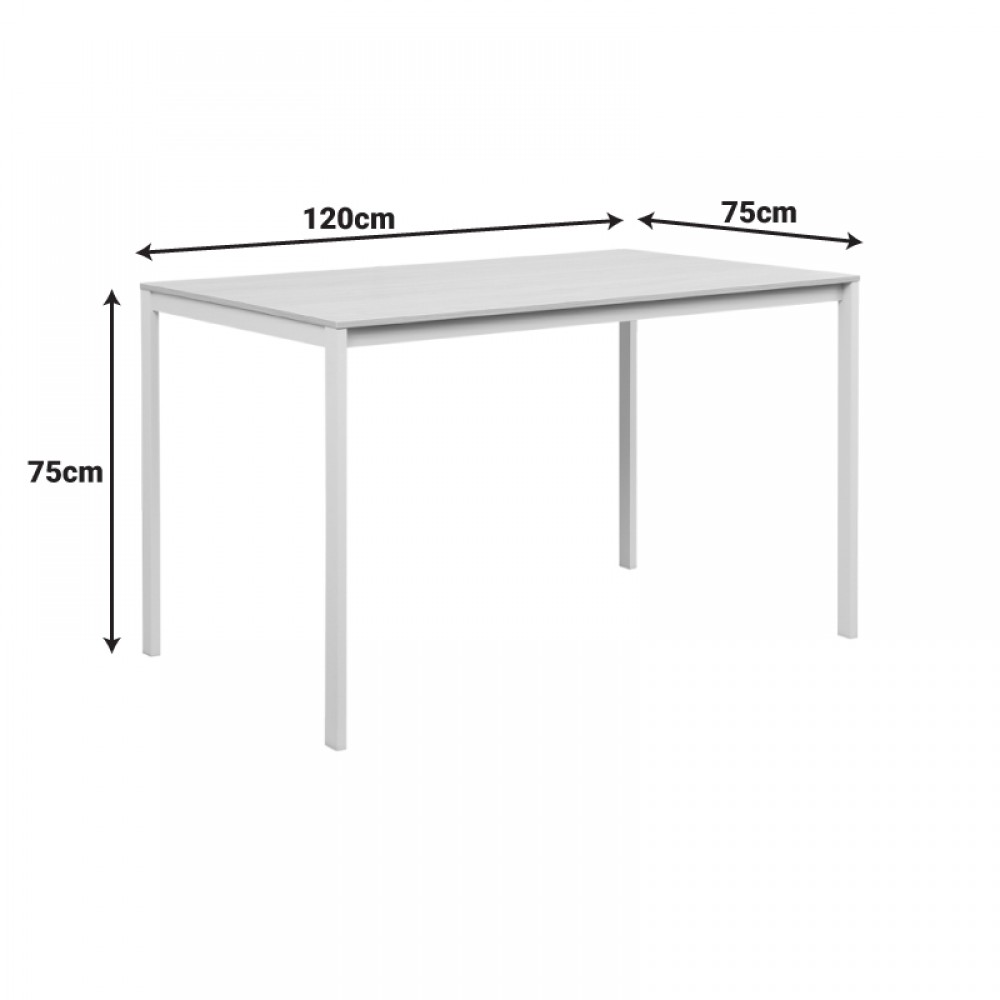Τραπέζι "FARAGIO" από μέταλλο σε χρώμα φυσικό/λευκό 120x75x75