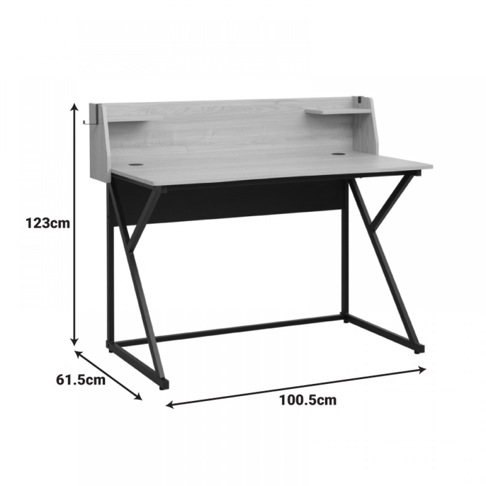 Γραφείο "SPACO" από μέταλλο σε χρώμα φυσικό/μαύρο 123x61.5x100.5