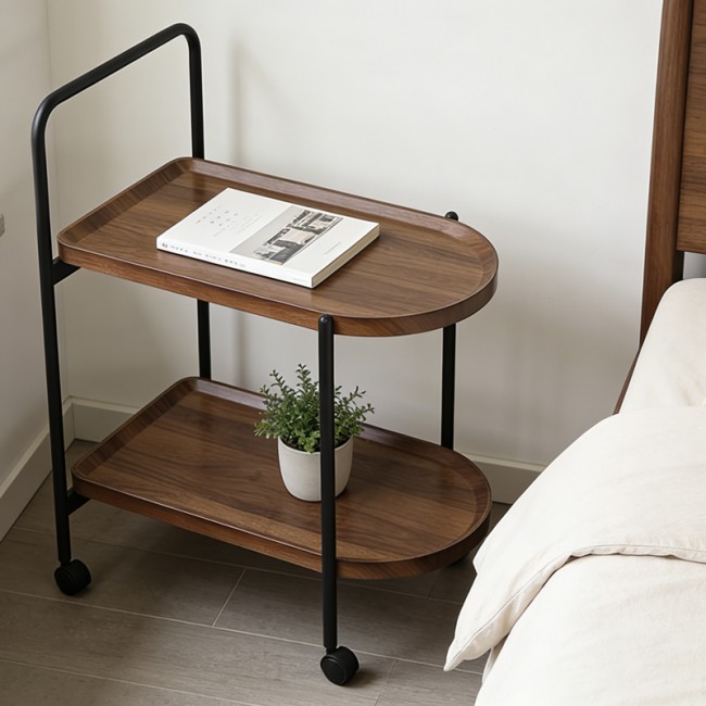 Βοηθητικό τραπέζι "WHELEA" τροχήλατο από mdf/μέταλλο σε καρυδί/μαύρο 40x60x69