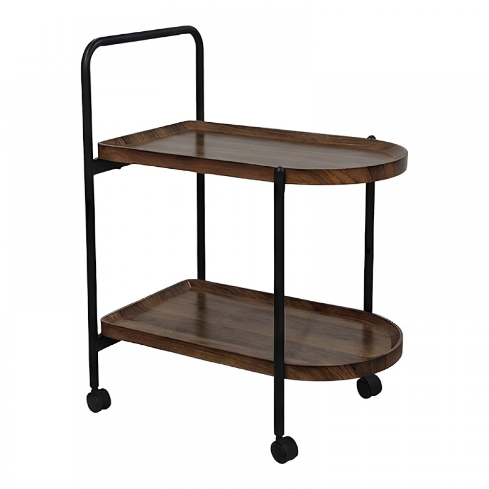 Βοηθητικό τραπέζι "WHELEA" τροχήλατο από mdf/μέταλλο σε καρυδί/μαύρο 40x60x69