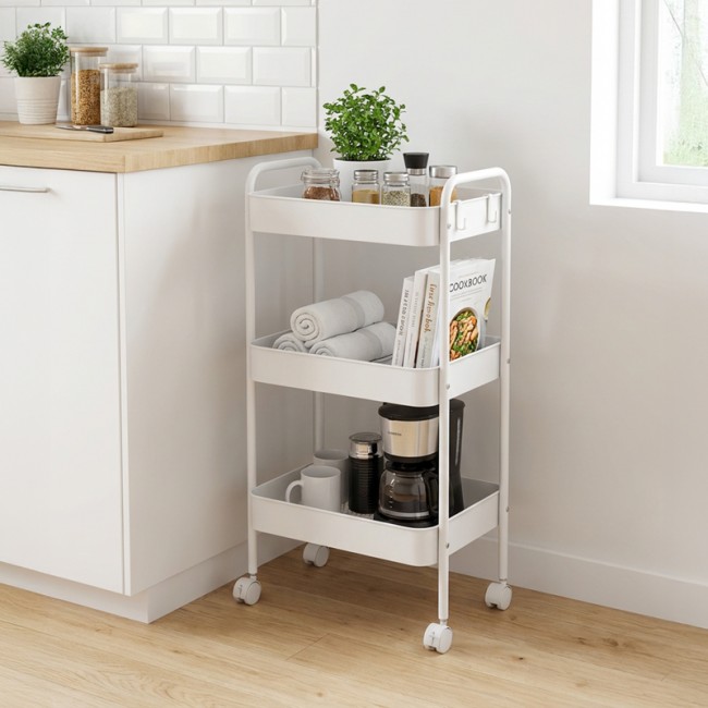 Τρόλεϊ "NEDEA" από μέταλλο σε λευκό χρώμα 41x30x77