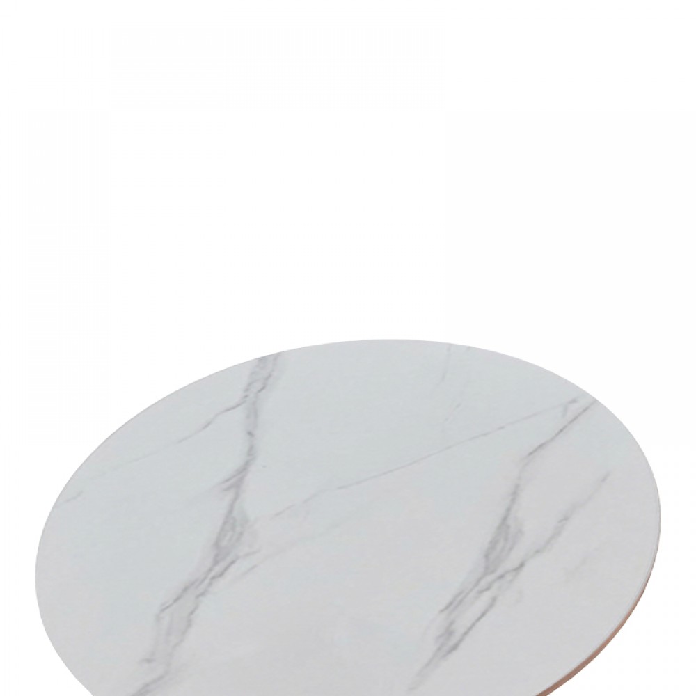 Τραπέζι "BALOU I" από sintered stone/μέταλλο σε λευκό χρώμα μαρμάρου Φ70x74