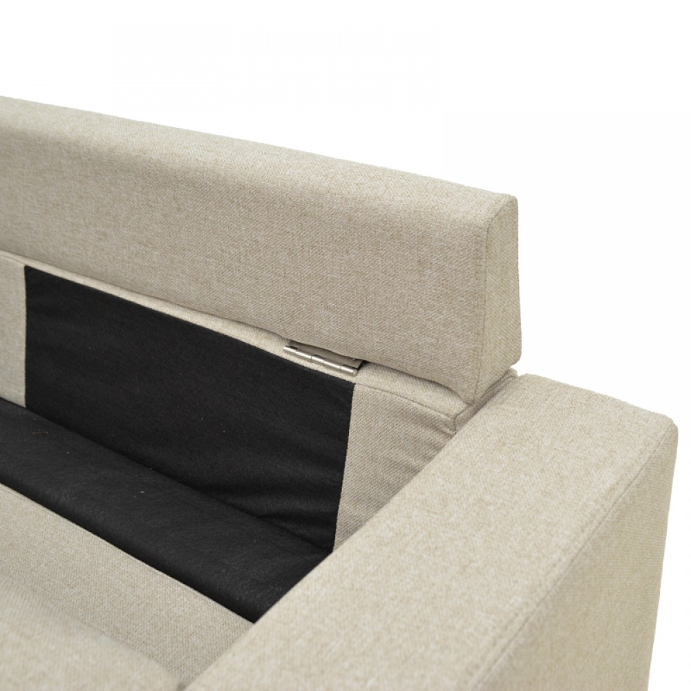 Γωνιακός καναπές "MANELI" αναστρέψιμος από ύφασμα σε χρώμα άμμου/μπέζ 196x138/77x82