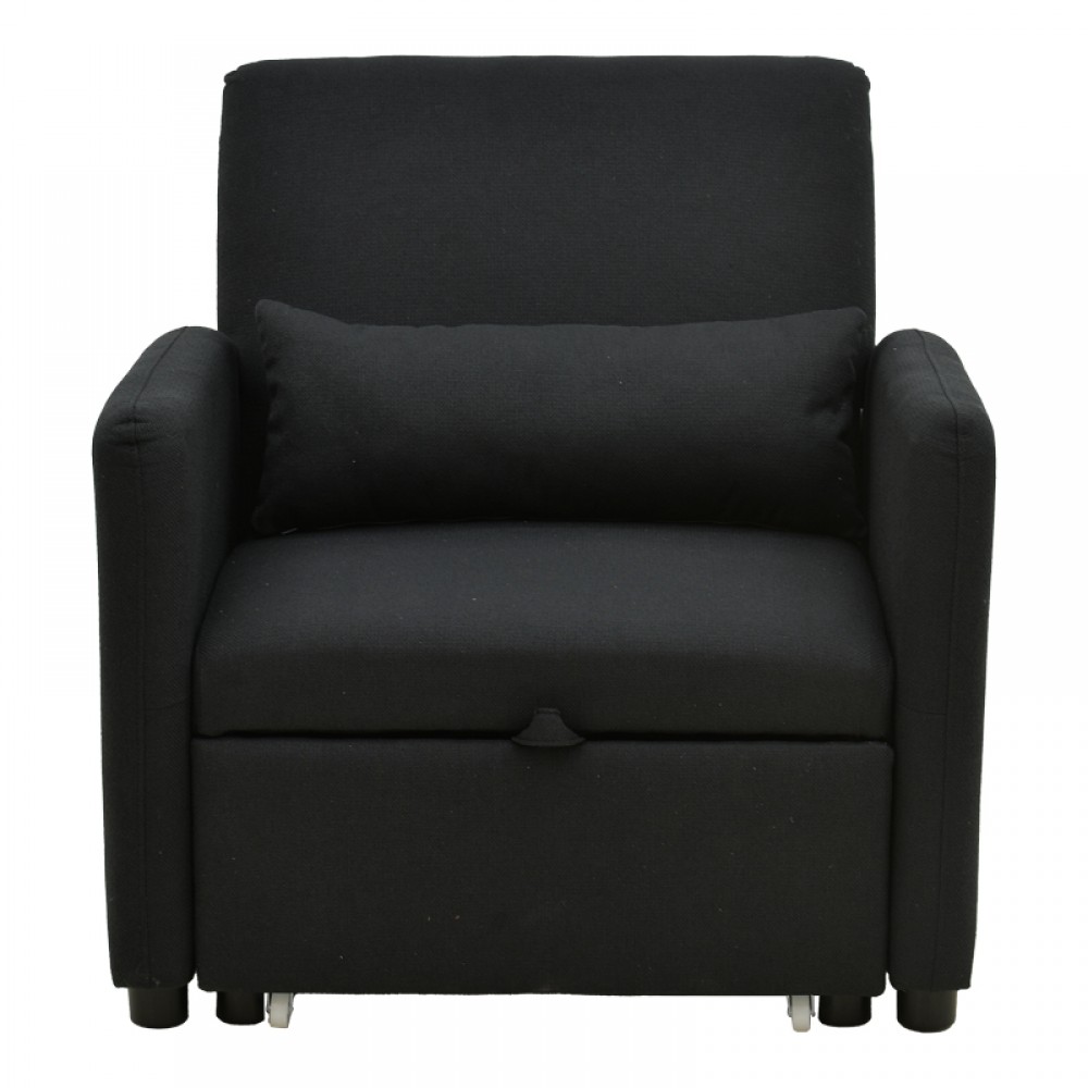 Πολυθρόνα-κρεβάτι "FLEXA" από ύφασμα σε χρώμα μαύρο 85x92x84