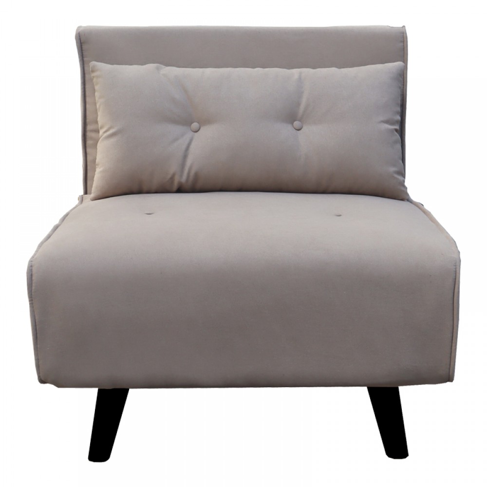 Πολυθρόνα-κρεβάτι "JOSUANE" από βελούδο/ξύλο σε χρώμα μπεζ/μαύρο 78x80x81