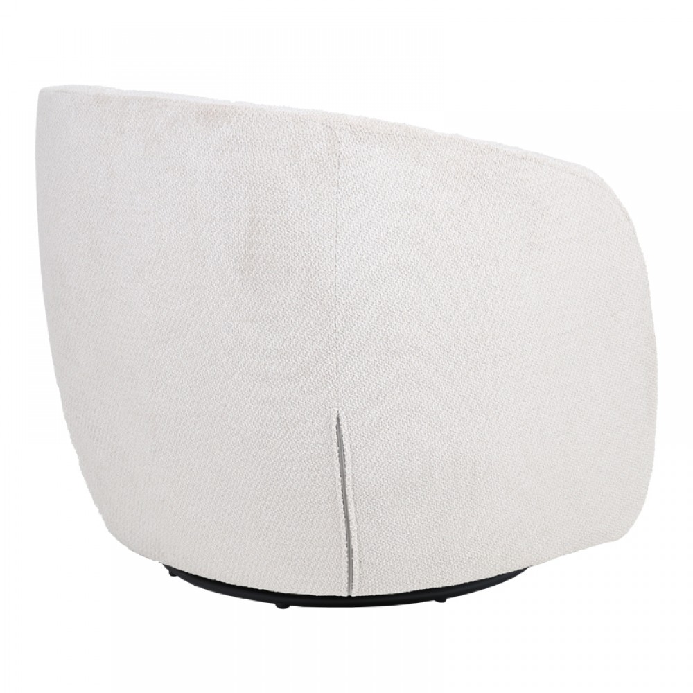 Πολυθρόνα "BARRELO" περιστρεφόμενη από ύφασμα σε χρώμα κρεμ 77x72x69