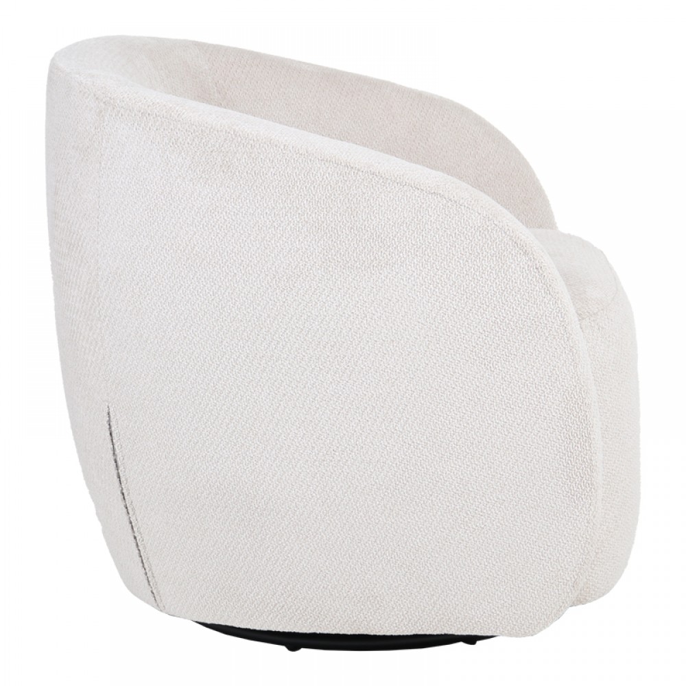 Πολυθρόνα "BARRELO" περιστρεφόμενη από ύφασμα σε χρώμα κρεμ 77x72x69