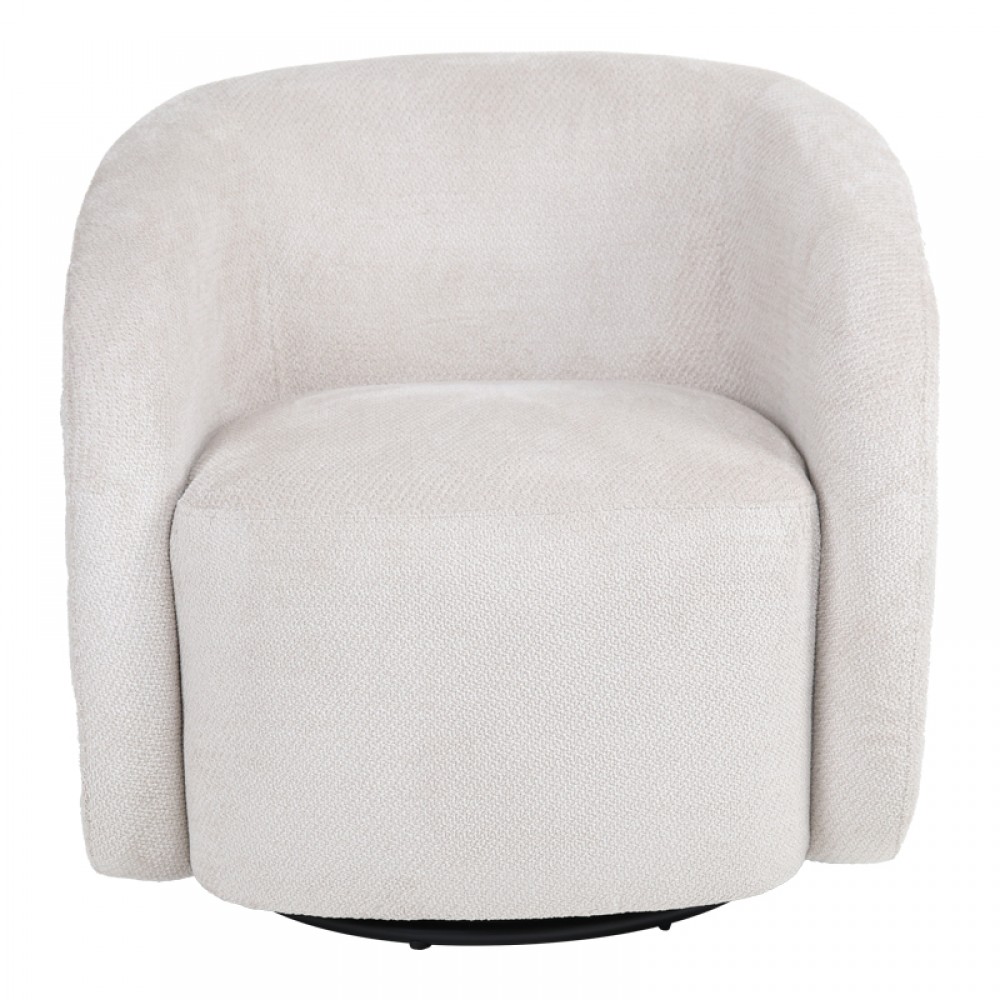 Πολυθρόνα "BARRELO" περιστρεφόμενη από ύφασμα σε χρώμα κρεμ 77x72x69