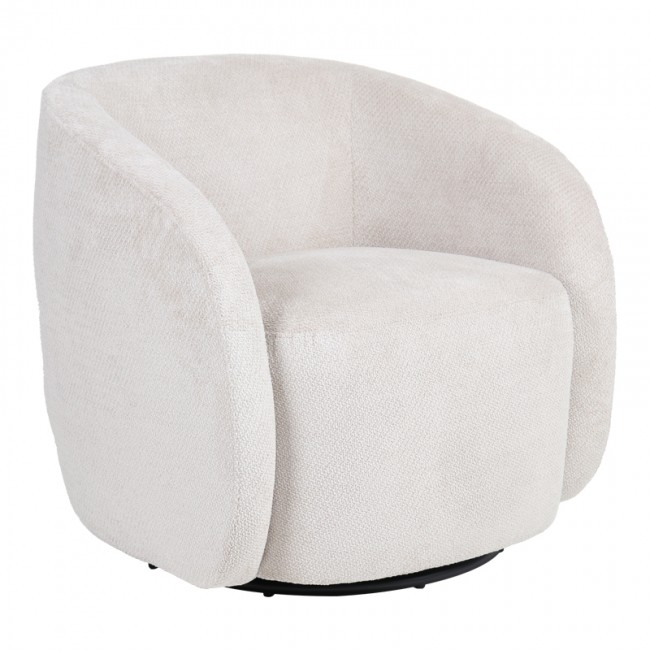 Πολυθρόνα "BARRELO" περιστρεφόμενη από ύφασμα σε χρώμα κρεμ 77x72x69
