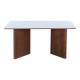 Τραπέζι "VERSY" από sintered stone/mdf σε χρώμα λευκό μαρμάρου/καρυδί 160x90x75
