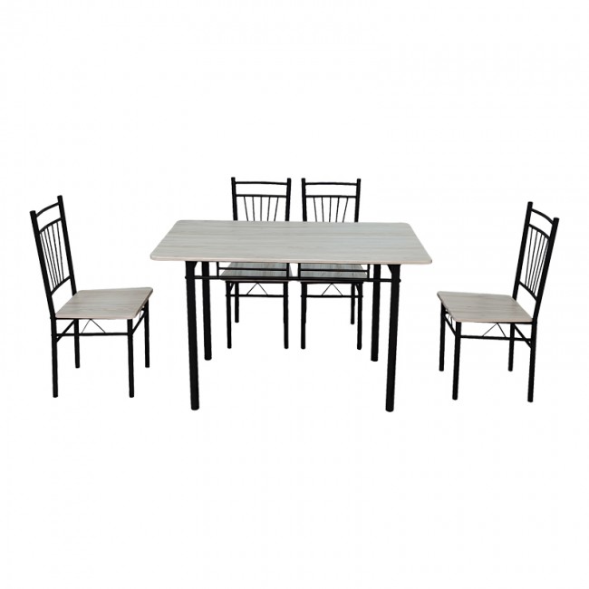 Τραπεζαρία 5τμχ "ROZA" από mdf/μέταλλο σε χρώμα sonoma/μαύρο 110x60x75