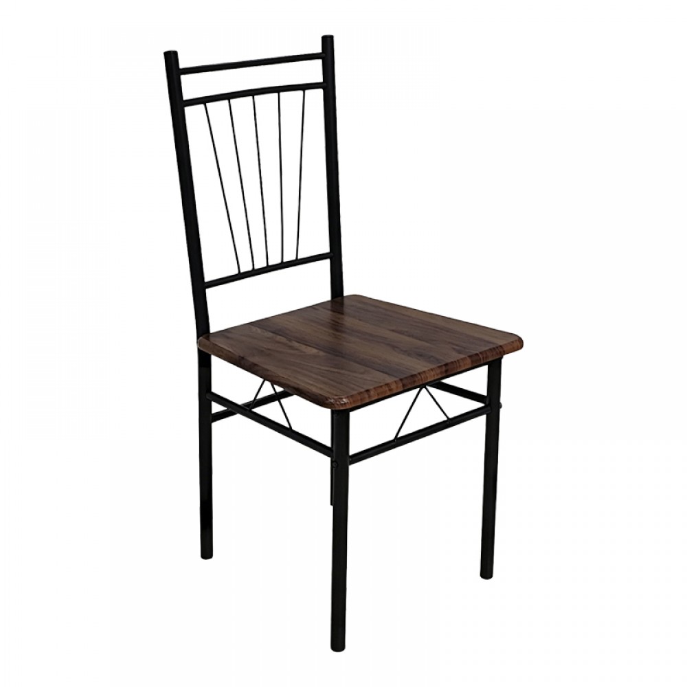 Τραπεζαρία 5τμχ "ROZA" από mdf/μέταλλο σε χρώμα καρυδί/μαύρο 110x60x75