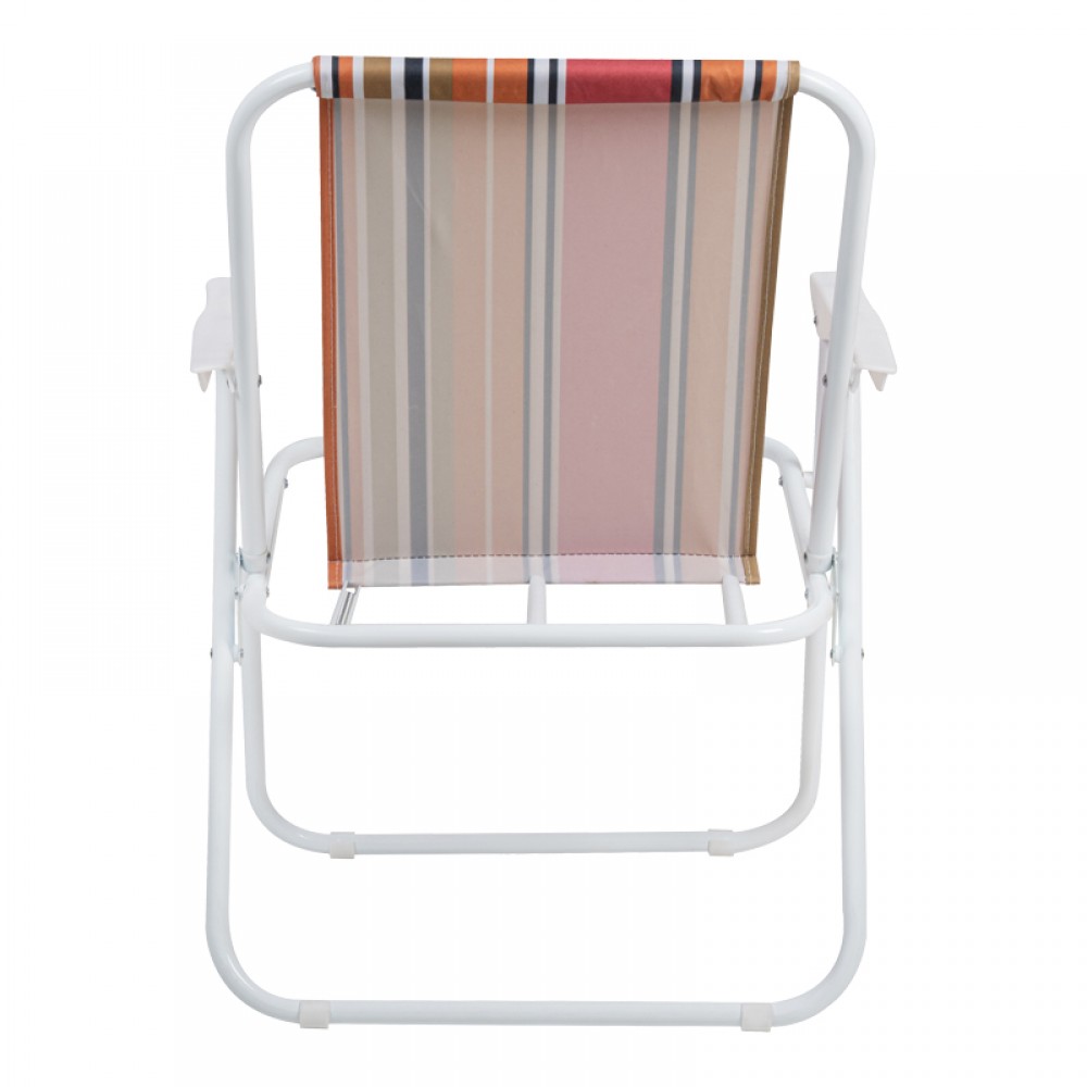 Καρέκλα παραλίας "JETTE" από μέταλλο σε χρώμα ροζ ριγέ/λευκό 53x56x73