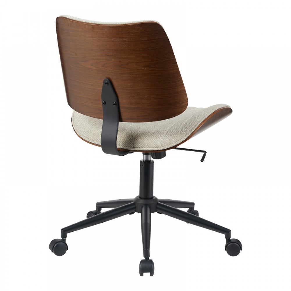 Καρέκλα γραφείου "AMANI" από ξύλο/ύφασμα σε καρυδί/μπέζ χρώμα 52x54x90.5