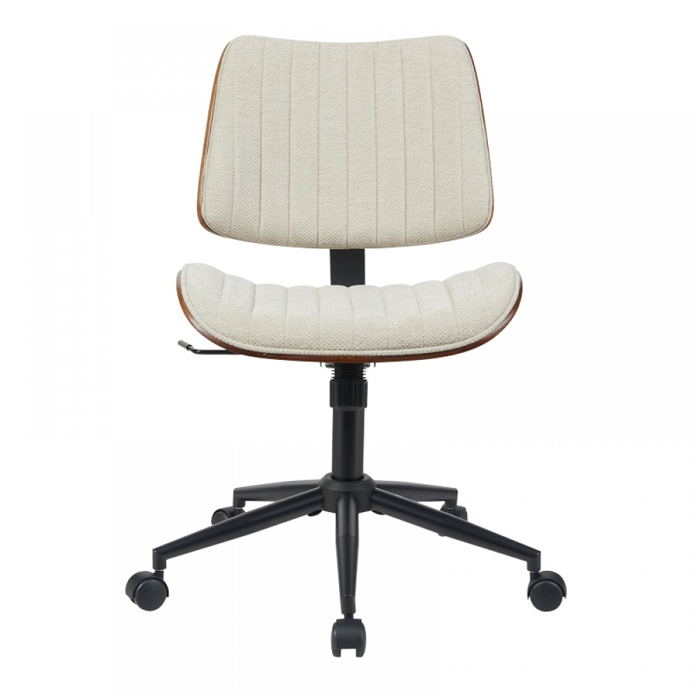 Καρέκλα γραφείου "AMANI" από ξύλο/ύφασμα σε καρυδί/μπέζ χρώμα 52x54x90.5