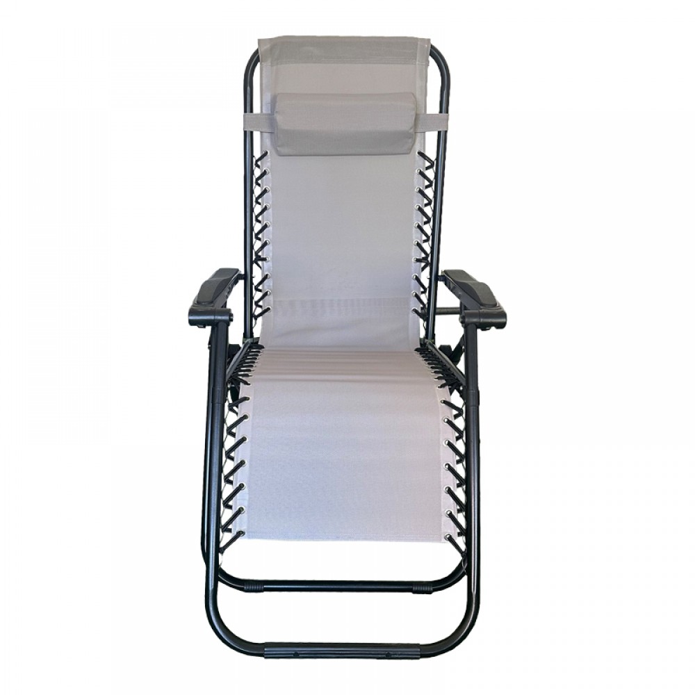 Πολυθρόνα relax πτυσσόμενη "MIRKA" από μέταλλο/textilene σε μαύρο/γκρι χρώμα 65x165x110