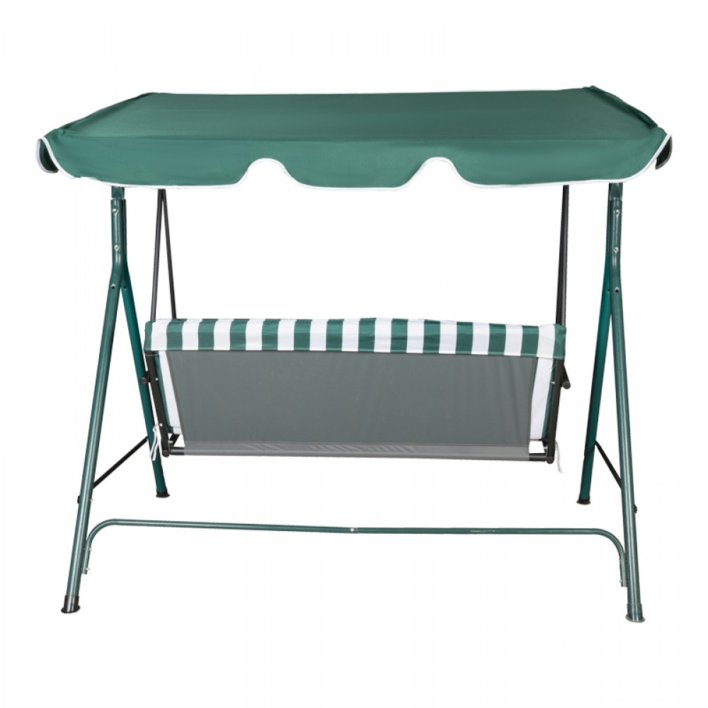 Κούνια κήπου "GLOBO" από ύφασμα/μέταλλο σε χρώμα λευκό/πράσινο 170x110x153