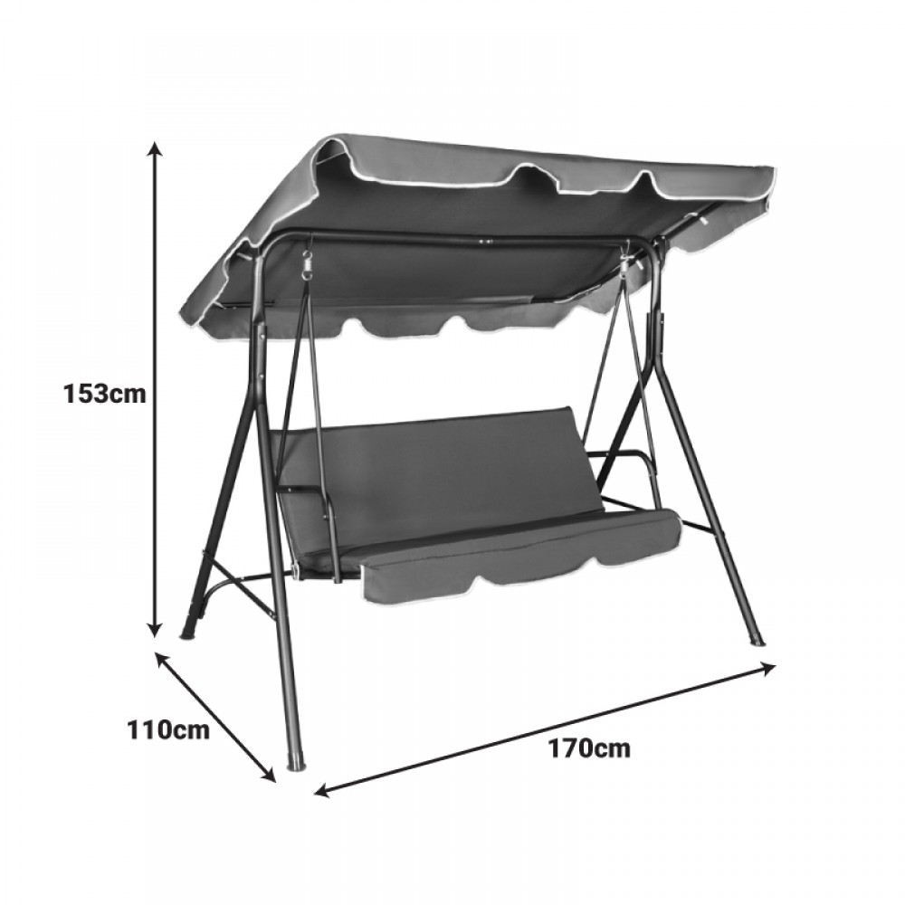 Κούνια κήπου "GLOBO" από ύφασμα/μέταλλο σε χρώμα λευκό/πράσινο 170x110x153