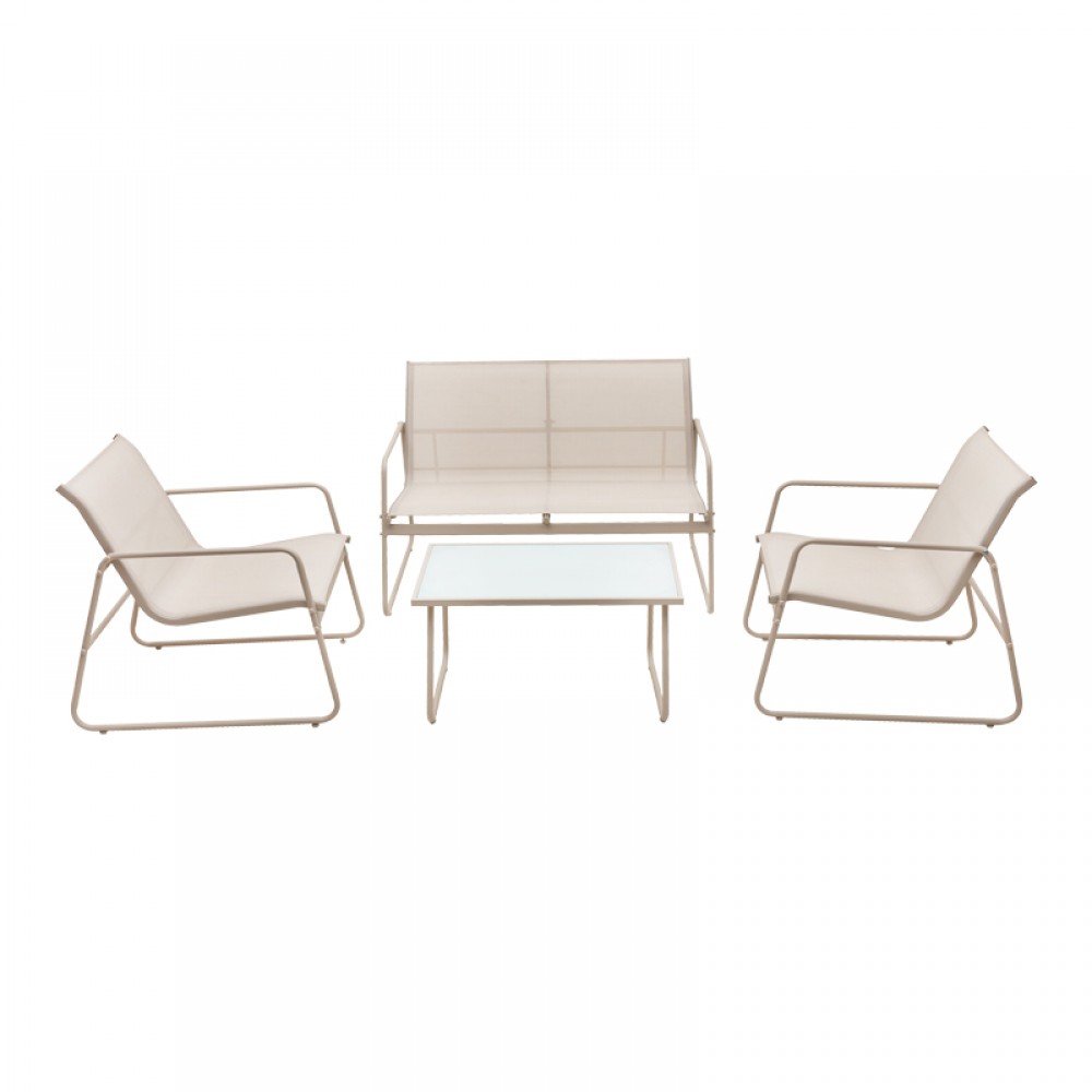 Σετ σαλόνι "VERANDA" από textilene/μέταλλο σε χρώμα καπουτσίνο 75x44.5x41