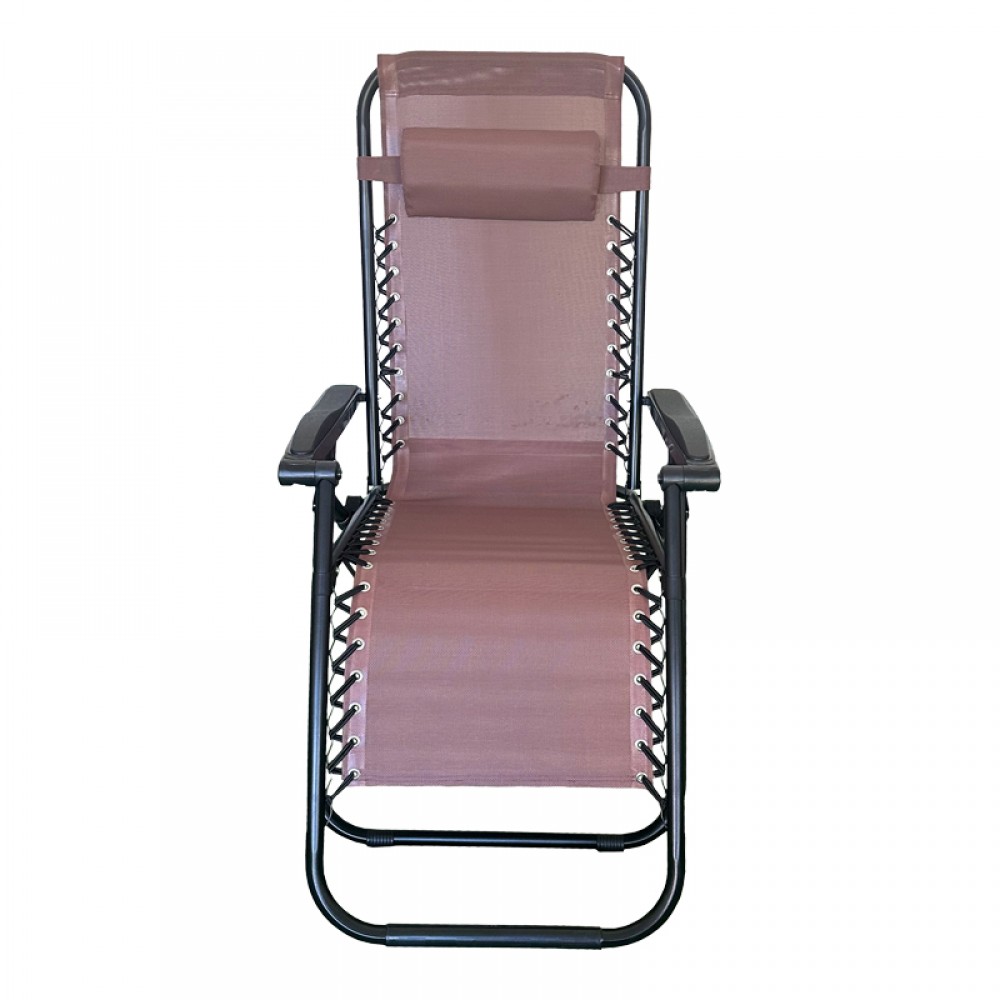 Πολυθρόνα relax πτυσσόμενη "MIRKA" από μέταλλο/textilene σε μαύρο/καφέ χρώμα 65x165x110