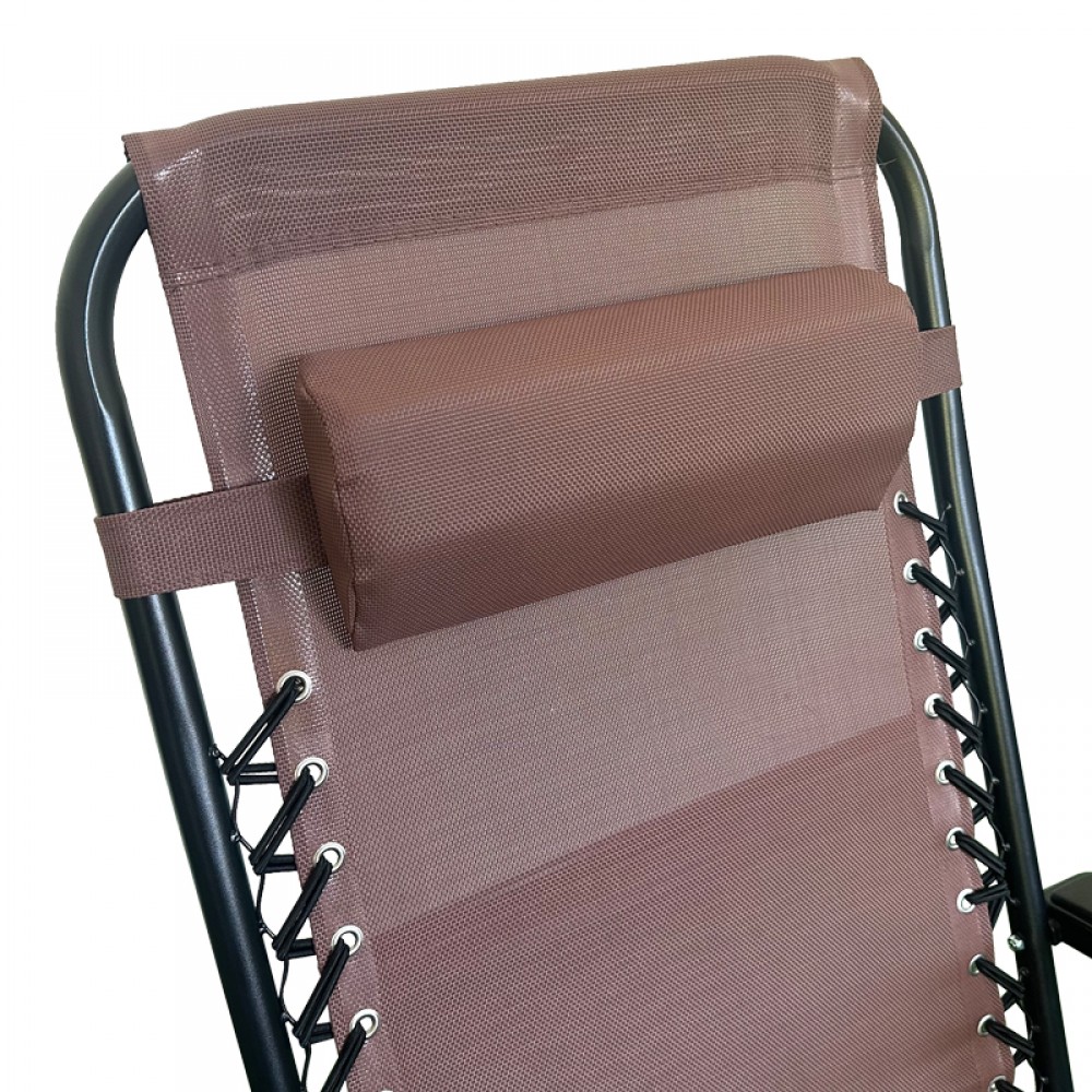 Πολυθρόνα relax πτυσσόμενη "MIRKA" από μέταλλο/textilene σε μαύρο/καφέ χρώμα 65x165x110