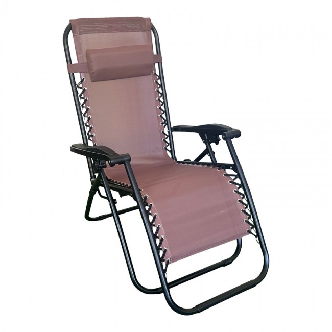 Πολυθρόνα relax πτυσσόμενη "MIRKA" από μέταλλο/textilene σε μαύρο/καφέ χρώμα 65x165x110