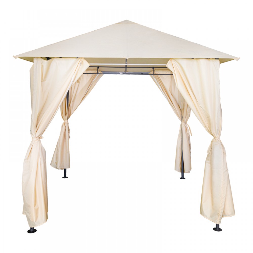 Κιόσκι "GAZEBO" από μέταλλο/ύφασμα σε μπεζ/μαύρο χρώμα 2.5x2.5