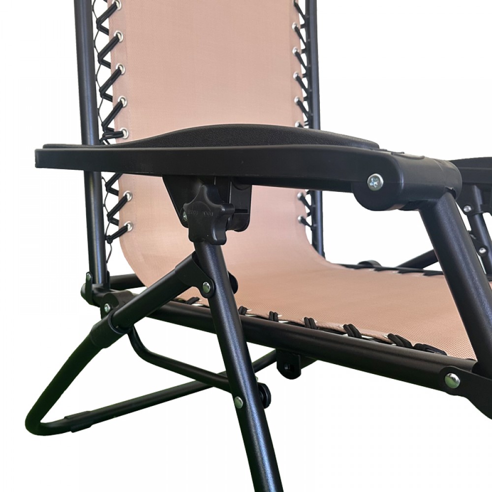 Πολυθρόνα relax πτυσσόμενη "MIRKA" από μέταλλο/textilene σε μαύρο/μόκα χρώμα 65x165x110