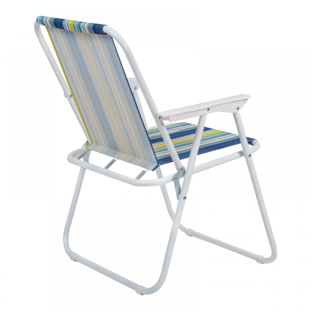 Καρέκλα παραλίας "JETTE" από μέταλλο σε χρώμα μπλε ριγέ/λευκό 53x56x73