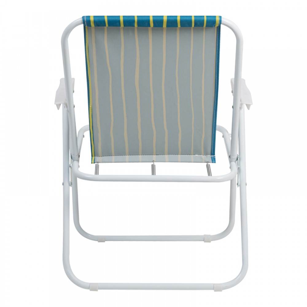 Καρέκλα παραλίας "JETTE" από μέταλλο σε χρώμα πράσινο ριγέ/λευκό 53x56x73