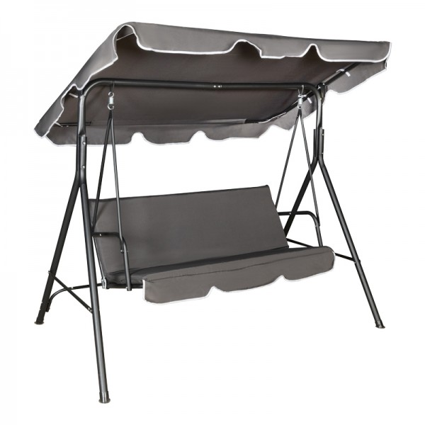 Κούνια κήπου "GLOBO" από ύφασμα/μέταλλο σε χρώμα ανθρακί/μαύρο 170x110x153