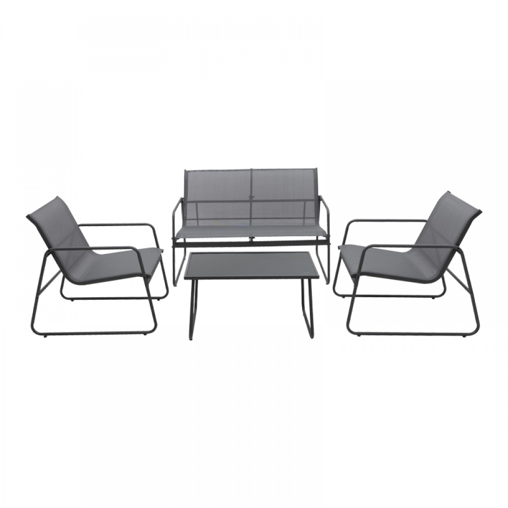 Σετ σαλόνι "VERANDA" από textilene/μέταλλο σε χρώμα ανθρακί 75x44.5x41