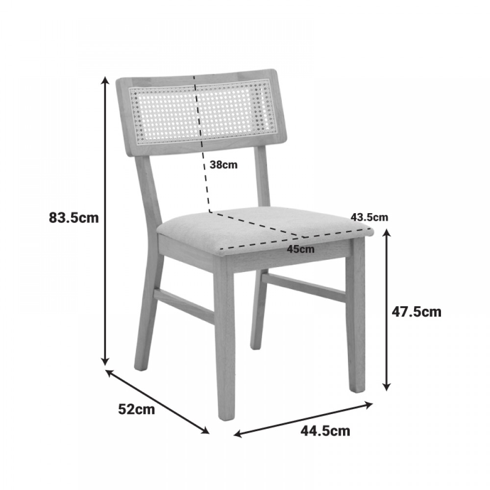 Σετ τραπεζαρίας "RAFFLES" 7τμχ από rubberwood/ύφασμα σε φυσικό/μπεζ 150x90x76